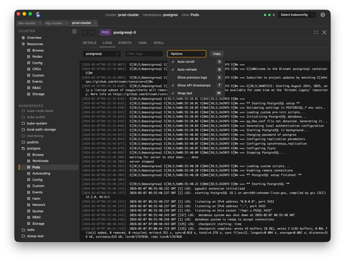 Log viewer with aggregated logs