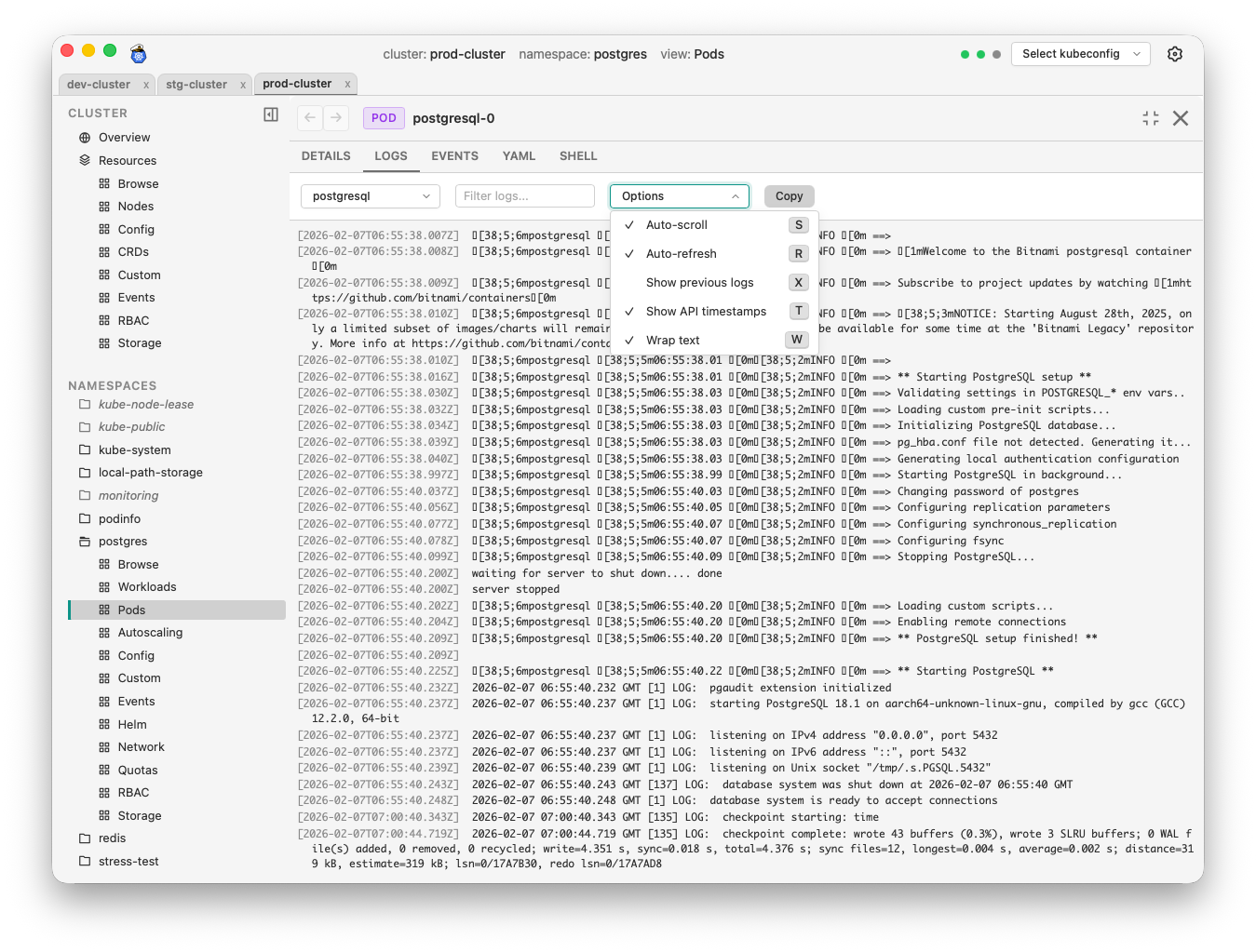 Log viewer with aggregated logs
